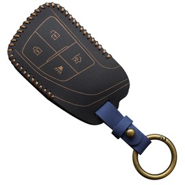2M2 Genuine Leather Smart Key Fob Case Cover Slim Fit Key Holders Keychain Key Sleeve Compatible with Silverado Sierra Equinox Acadia Tahoe Suburban Yukon 2021-2026 (5-Button, Red)
