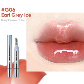 JUDYDOLL Watery Essence Lip Glaze, Mirror Lip Stain, Glossy, Moisturizing, Liquid Lipstick, Non-Drying, Tinted Lip Oil, Plumping, Diverse Shades, Not Easy To Fade, Makeup, Cosmetics:_G06 Earl Grey Ice