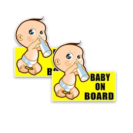 2 Pcs Reflective Baby on Board sign for Car, Reflective Kids Safety Warning Sticker, Baby on Board Signs for Car Window Cling Waterproof/Weatherproof (B1)