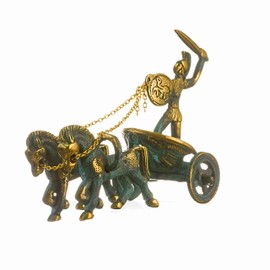 Ancient Greek Achilles Chariot Trojan Horse Bronze Solid Handmade Sculpture Figurine 11 cm