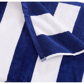 Durable Classic 4 Piece Navy Blue White Beach Towel Set of Same Size for Traveling Hotel Spa Striped Pattern Size 60'' X 30''W | All Season Soft Comfy Absorbent Heavyweight Cotton Luxury Bright Color