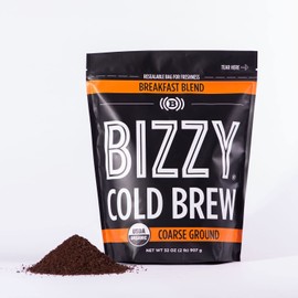 Bizzy Organic Cold Brew Coffee | Breakfast Blend | Coarse Ground Coffee | Medium-Light Roast | Micro Sifted | Specialty Grade | 100% Arabica | 2 LB