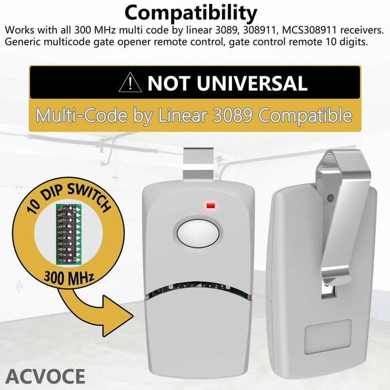 Garage Door Opener Remote for Linear Multi-Code 3089 308911 MCS308911