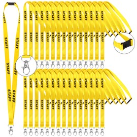 30Pcs Yellow Staff LANYARDS Staff Badge Lanyard Keychain Lanyards Wrist Neck Lanyards Keychain Badge Holder Phone String Holder Lanyard Staff Lanyard Metal Clip for Identity Id Card Pass Badge Holder