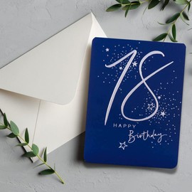 Clintons: Silver Star Large 18,18th Birthday Card for him, 18th Milestone Birthday Greetings Card, 184x133mm, multi-color