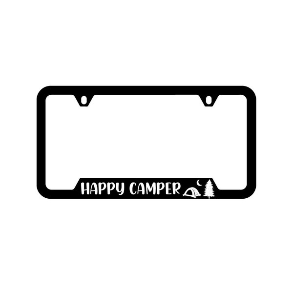 Adventure License Plate Frame Happy Camper UV Printed Plastic