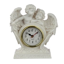 Puckator Peace of Heaven Endless Love Cherub Mantle Clock - Table Clock Clocks For Living Room - Mantlepiece Ornaments - Retro Vintage Standing Desk - Bedroom Home Decor Clocks - Mantelpiece Clock