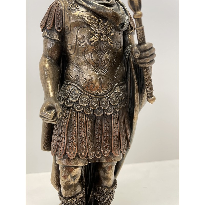 Gaius Julius Caesar in Roman Military Uniform Statue Bronze Finish