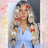 SAWINDA 30Pcs Blue White Red Mini Hair Bows Cheer Bow