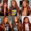 Hxxcoup Straight #33 Reddish Brown Human Hair Wig 13x6 Transparent