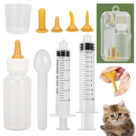 Pet Nursing Bottle, Mini Feeding Bottle and Syringes, Newborn Feeding Nipple Set With 5 Pacifiers for Puppies, Kittens, Rabbits, Squirrels and Other Small Animals
