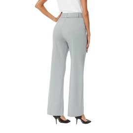 iChosy Womens Wide Straight Leg Pull-On Trousers Casual Slacks Dress Pants with Pockets Grey32 16