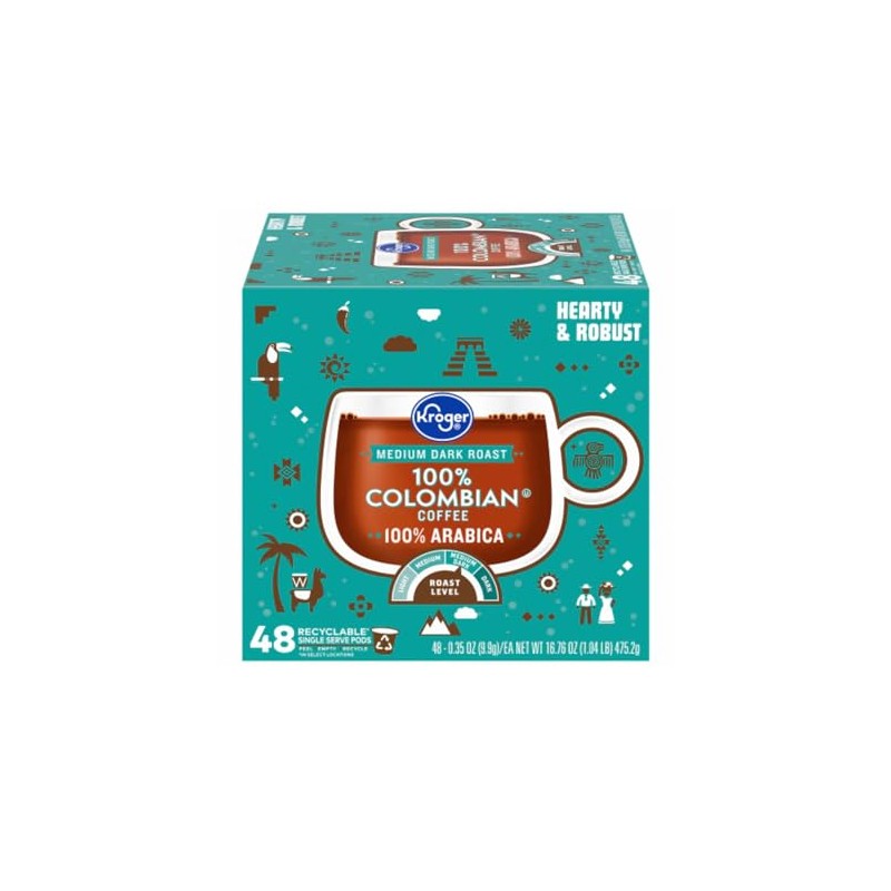 Colombian Medium-Dark Roast Kroger Coffee 48 pods