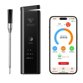 DOQAUS Wireless Meat Thermometer, 158m Rang Bluetooth Meat Thermometer Probe, Instant Read Food Thermometer with High Accuracy, Smart APP Control, Cooking Thermometer for BBQ Oven Smoker Air Fryers