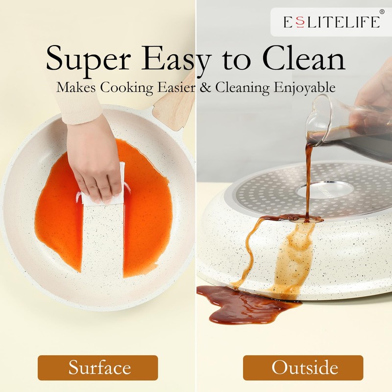 ESLITE LIFE Nonstick Ceramic Frying Pan Skillet, Non-Toxic Egg Omelette