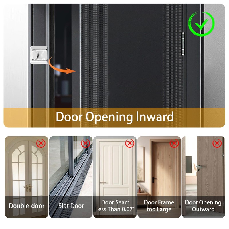 Door Lock Security, Upgraded Childproof Door Reinforcement Latch Silver 002
