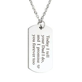 Wedding Gift Blended Today I Tell Your Dad I do and I Promise You Forever Too Necklace Gift for Stepson Step Daughter (Necklace)