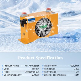AH0608T-CA Hydraulic Oil Air Cooler Radiator 12V 38W 60L/min,Cooling Accessories Tool