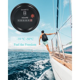 12-36V DC/AC Boat Marine Hour Meter，Quartz Hour Meter，Round Waterproof Hour Gauge Compatible with Boat Truck Engine 748 CHENNIC