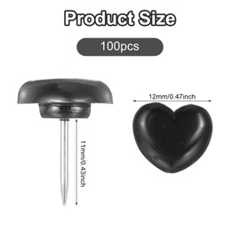 Cute Push Pins, 100 Pcs Small Black Push Pins Heart Shaped Cute Tacks for Posters Office Photo Maps School Office Cork Board Wall Hanging