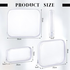 Hoolerry 6 Pcs Zippered Transparent Cases Clear Hard Plastic Zipper Case Portable Double Zipper Pouches Stackable Durable PVC Travel Organizer Bin for Cosmetics Makeup Storage(White,Big,Medium,Small)