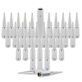 32PCS Lug Nuts+1 Key, ANGLEWIDE 9/16"-18 Solid Chrome Studs Set 4.5"(114.3mm) Height fit for 2002-2010 for Dodge for Ram 1500/1994-2010 for Dodge for Ram 2500/1994-2010 for Dodge for Ram 3500