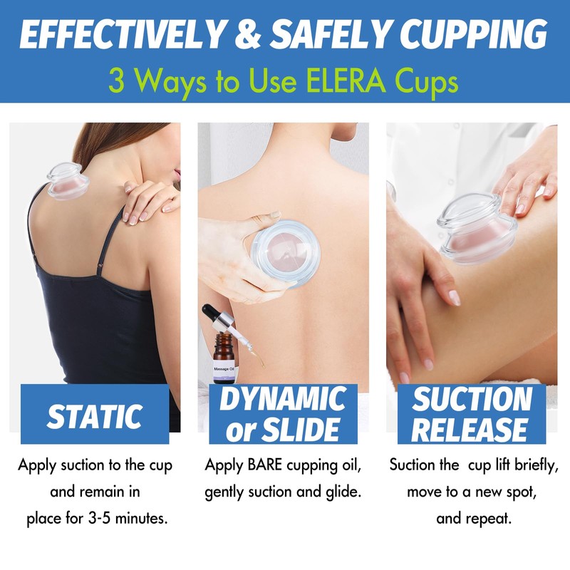 ELERA Silicone Cupping Therapy Set, Professionally Chinese Massage Cups for