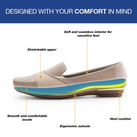 Ortho+rest Zapatos ortopédicos de vestir para mujer, mocasines para juanetes, zapatos ortopédicos, Color piel (nude), 9 US