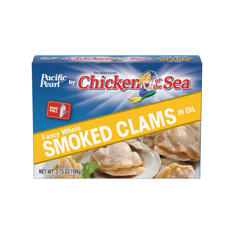Pacific Pearl Fancy Whole Smoked Clams in Oil 3.75 oz