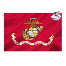 Heavy Duty 2x3 USMC Flag - Double Sided, 100% Polyester, Outdoor - Marine Corps Emblem, Includes 2 Brass Grommets