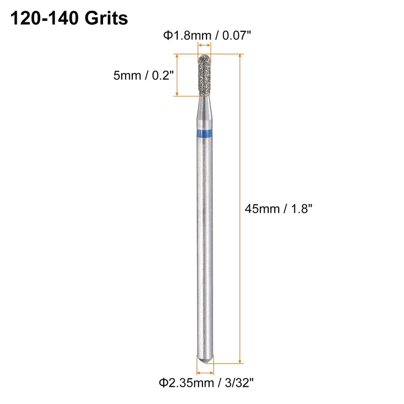 sourcing map 120-140 Grits Diamond Grinding Bit 1.8mm Cylindrical Ball