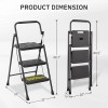Simple Deluxe Steel Folding 3-Step Stool Ladder Adults With Soft-Grip