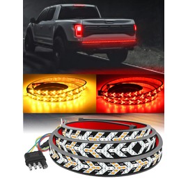 TOPKU LED Pickup Truck Tail Light Strip,Truck Tailgate Dynamic Light Bar, 48" Flexible Flowing drl Strip Bar with Red Brake Amber Turning Signals Strobe Lights