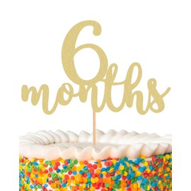 MYAMPED 6 Months Cake Topper - Golden Glitter 1/2 Birthday Cake Decorations, Perfect for Baby Shower/Gender Reveal Party/Baby Party Photo Booth Props(6 Months Sign)