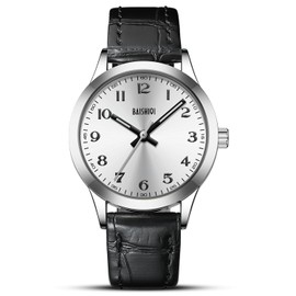 BAISHIOI Ladies Watches Analog Quartz Watch Women's Everyday Watch Easy Read Waterproof Wrist Watch for Women Classic Business Women Watches with Black Leather Strap (Silver)