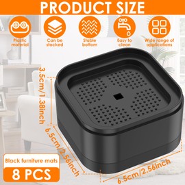 16 Piece Adjustable Furniture Risers with Nonslip Bottom Stackable Bed Lifter Versatile Bed Raising Blocks 3.5 Inch Table Leg Extenders for Table Desk Couch Chair Sofa Cabinet Beds Legs Black(16pcs)