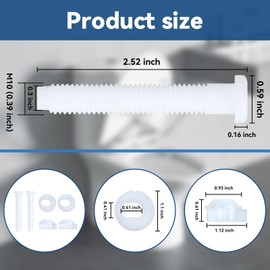 2 Pack Universal Toilet Seat Screws Replacement Kit, Plastic Bolts Toilet Seat Hinge Bolt Screws with Plastic Nuts and Washers Parts Kit, White