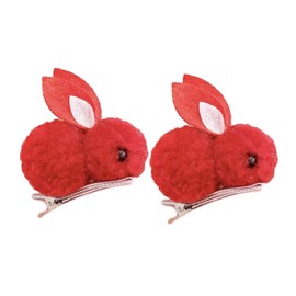 2x Hairpin Bunny Hair Claw Clips, Cute, Hair Accessories Clip Bunny Hair Clip for Womens, Kids,Girls, Red