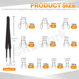 Rustark 303Pcs 304 Stainless Steel M1.5-M10 E-Clip Circlip Retaining Rings Assortment Kit and M4-M28 C-Clip External Snap Rings Assortment Kit with Tweezers