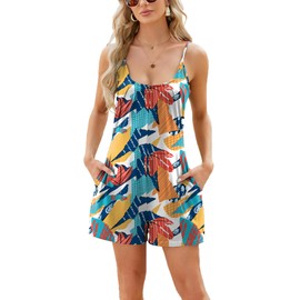 Hey Joo Women's Summer Loose Fit Adjustable Straps Sleeveless Lightweight Jumpsuit L