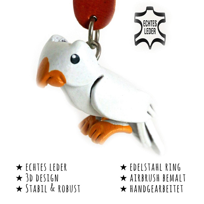 MONKIMAU Leather Keyring Parrot Bird