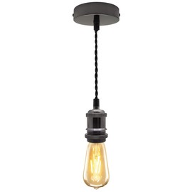 Industrial Vintage Black Nickel Pendant Ceiling Light Lamp Holder Antique Retro E27 Fitting M0219F