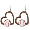 Retro Sports Ball Wooden Dangle Earrings Dainty Baseball Earrings for