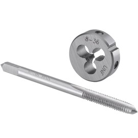 Burkit No 8-36 UNF Tap and Die Set, 8 x 36 UNF Machine Thread Tap and Round Die Right Hand