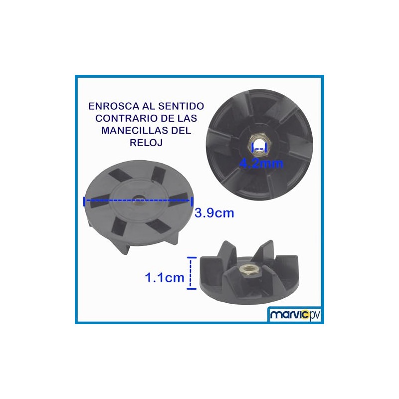 COPLE DE MOTOR PARA LICUADORA ROSCA CHICA COMPATIBLE HAMILTON