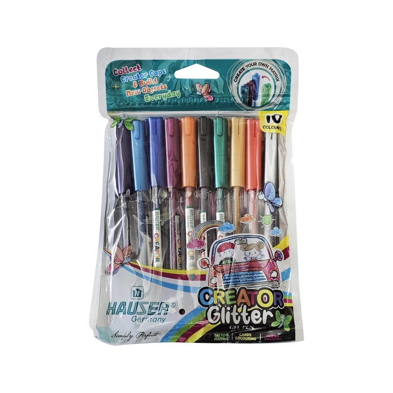 HAUSER Creator 10 x 0.7mm Multi Vibrant Colours Glitter Gel