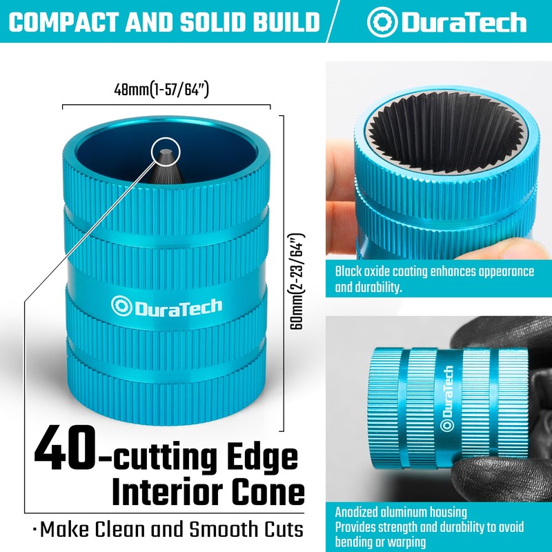 DURATECH Inner&Outer Tubing and Pipe Reamer, Pipe Deburring Tool, for