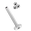 Labret Stud 1.2 mm with Internal Thread and Three Balls,