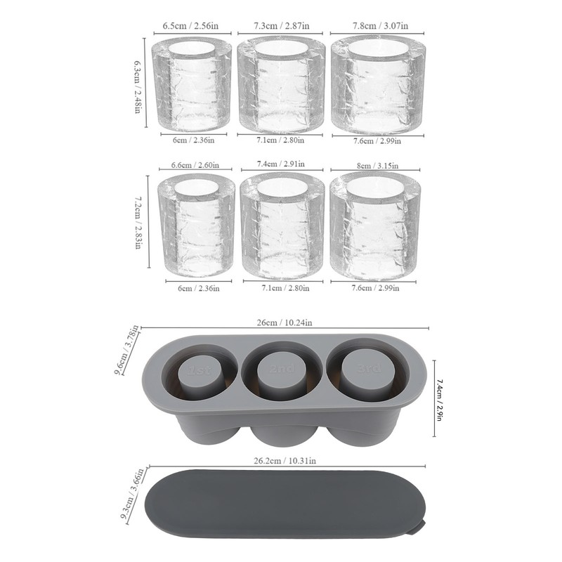 Hollow Cylinder Ice Cube Tray Quick Release Silicone High Low