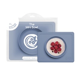 ezpz Mini Bowl for 12 Months+ (Indigo) - 100% Silicone Suction Bowl with Built-in Placemat for Toddlers - Comes with a Reusable Travel Bag